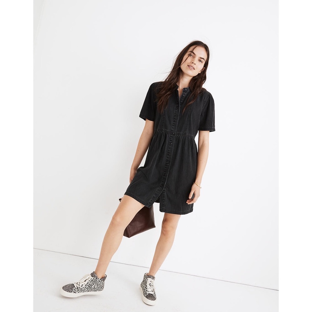 COPY - Madewell Denim Banded-Collar Babydoll Dress in Lunar Wash Size Medium